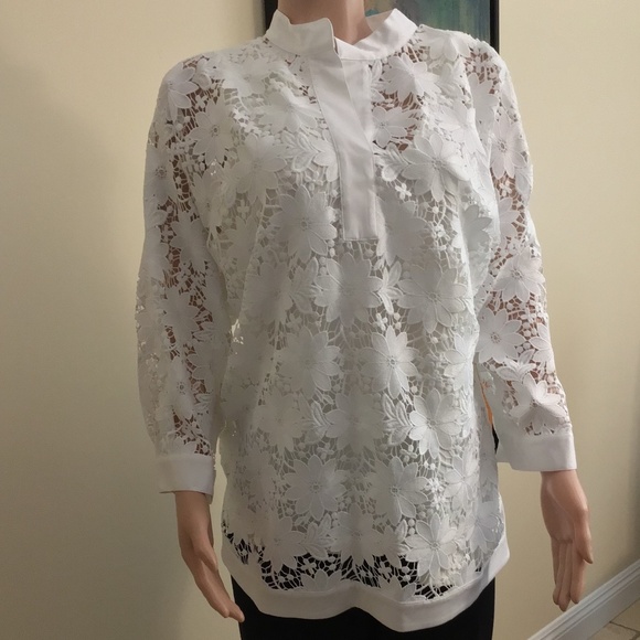 Etcetera by Carlisle White Heavy lace top XL - Picture 1 of 3